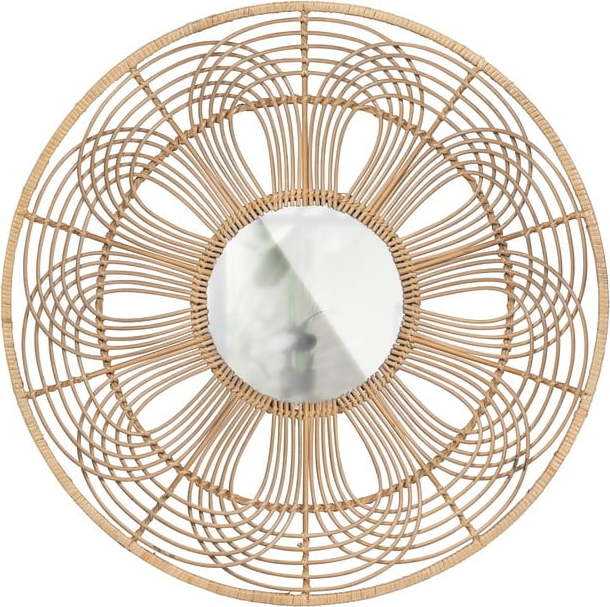 Nástěnné zrcadlo s bambusovým rámem ø 76 cm Obi – Basiclabel