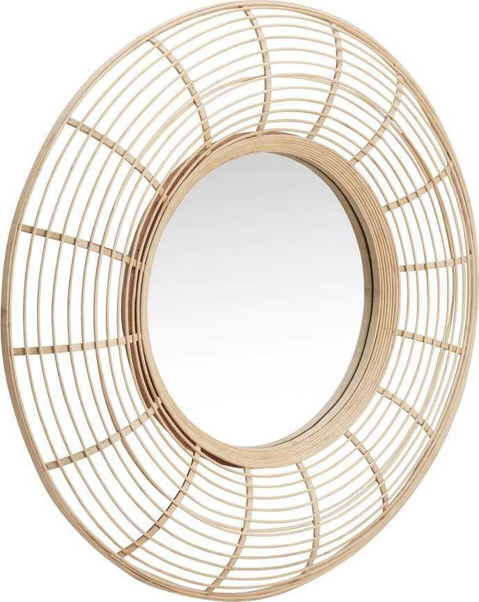 Nástěnné zrcadlo s bambusovým rámem ø 80 cm Charm – Hübsch