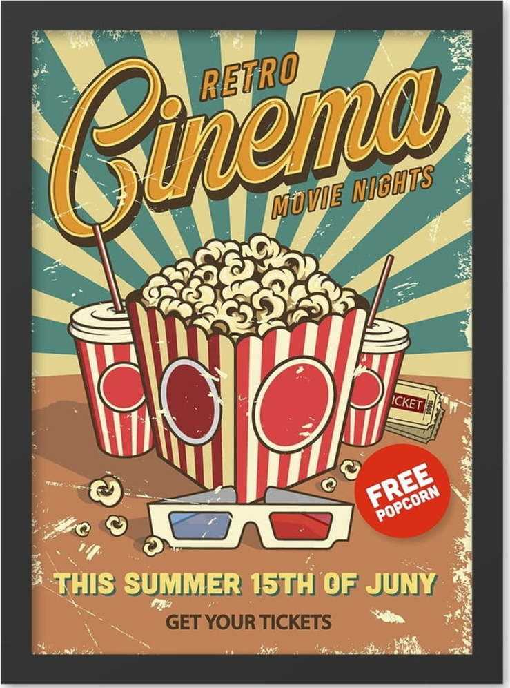 Obraz 40x55 cm Retro Cinema – Wallity