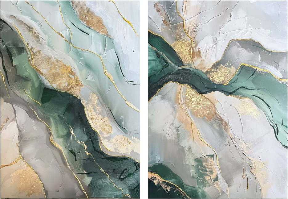 Obrazy s ručně malovanými prvky v sadě 2 ks 50x70 cm Aventurine – Styler