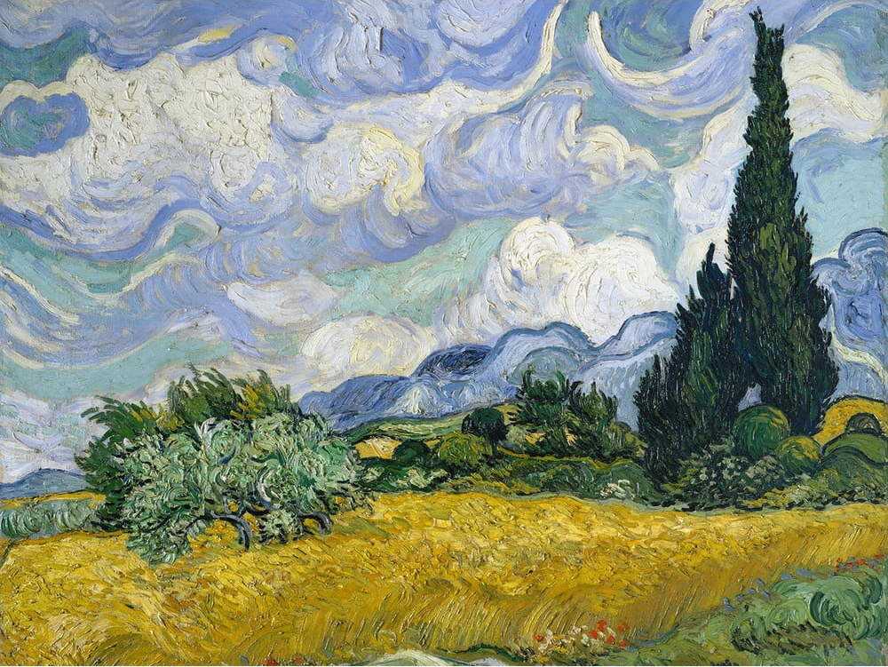 Reprodukce obrazu Vincent van Gogh - Wheat Field with Cypresses