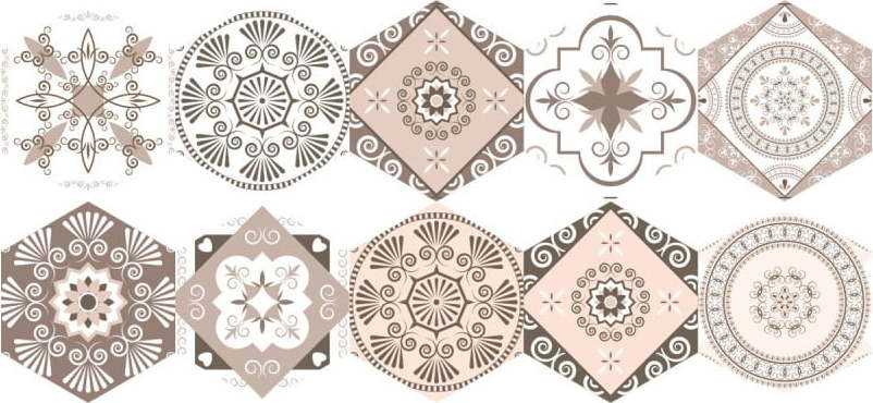 Sada 10 samolepek na podlahu Ambiance Floor Stickers Hexagons Cornalina