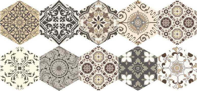 Sada 10 samolepek na podlahu Ambiance Floor Stickers Hexagons Luiza
