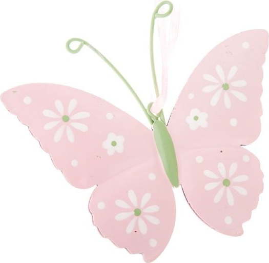 Sada 2 růžových kovových závěsných dekorací Dakls Butterfly