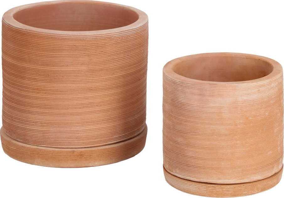 Sada 2 terakotových květináčů s miskou Kave Home Karlina