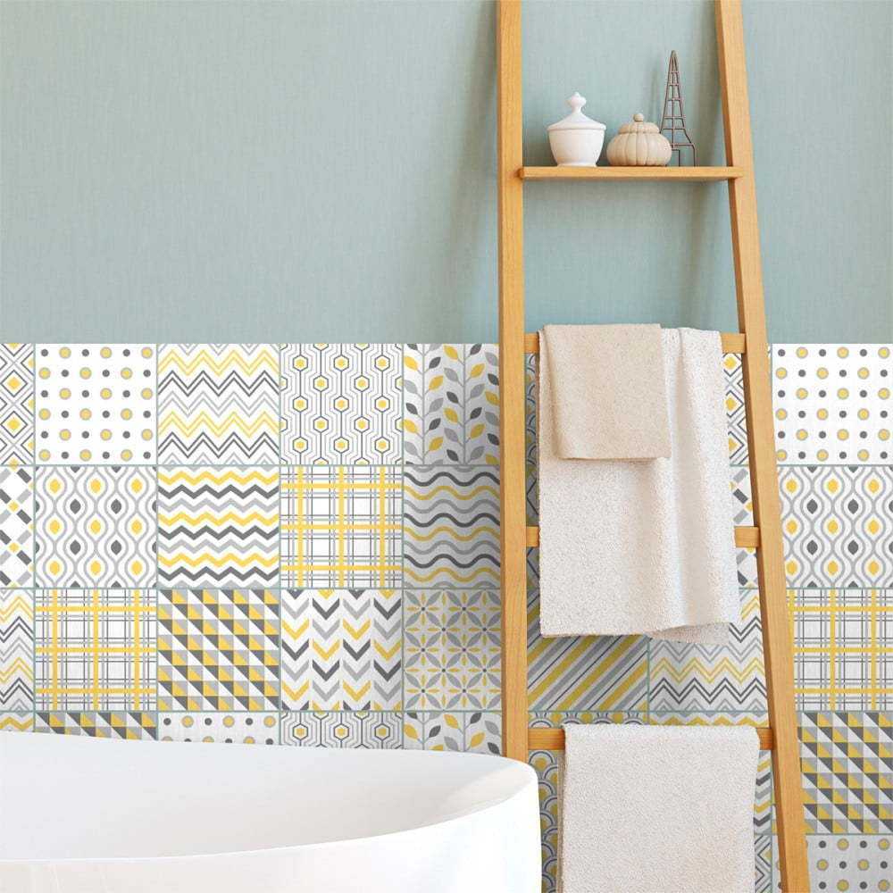 Sada 24 nástěnných samolepek Ambiance Scandinavian Tiles Stockholm