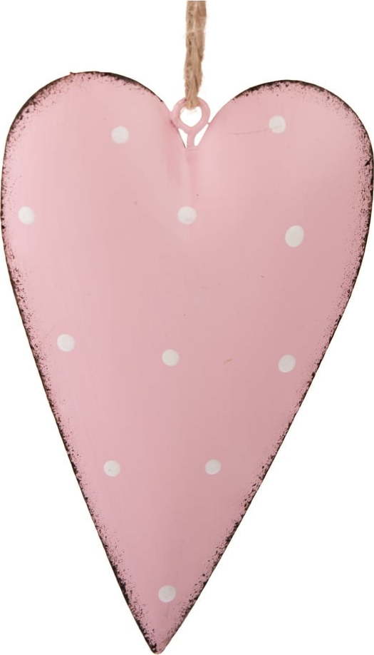Sada 3 růžových kovových závěsných dekorací Dakls Dotty Heart