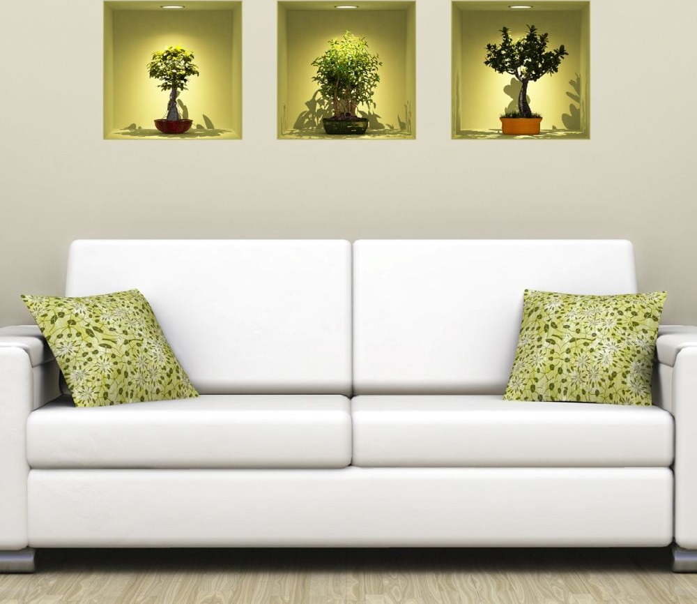 Sada 3 samolepek s 3D efektem Ambiance Bonsai Trees On Spot
