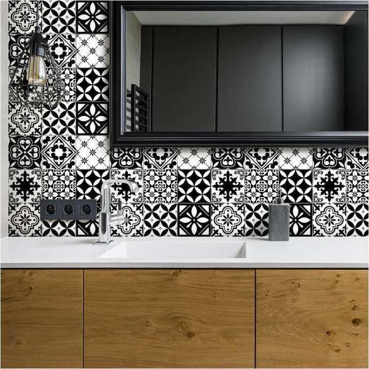 Sada 30 nástěnných samolepek Ambiance Decal Tiles Azulejos Rosario
