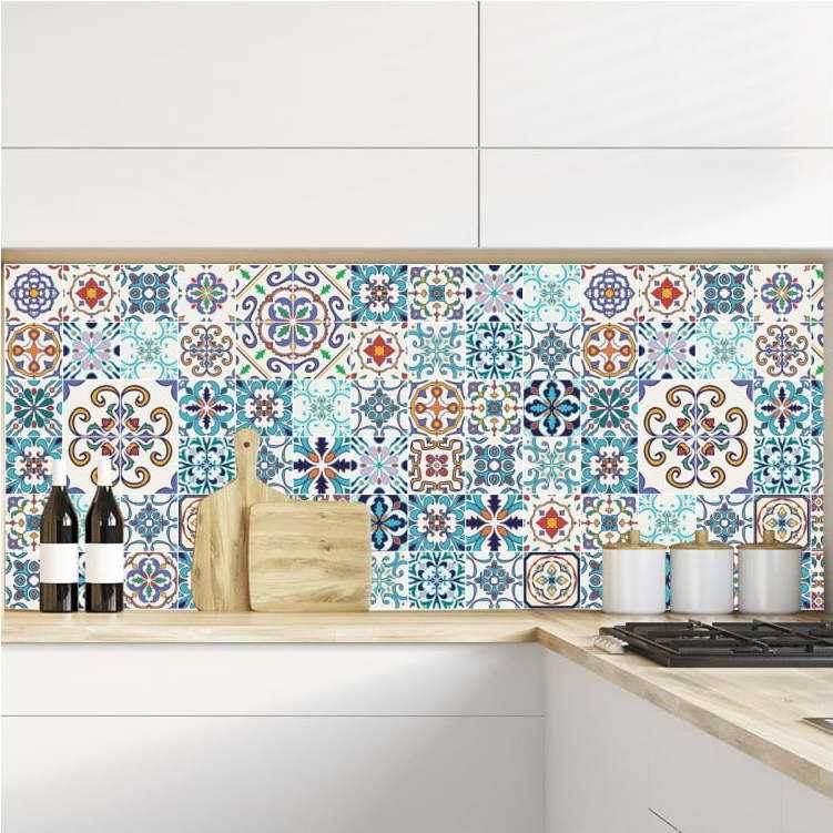 Sada 60 nástěnných samolepek Ambiance Tiles Azulejos Antibes
