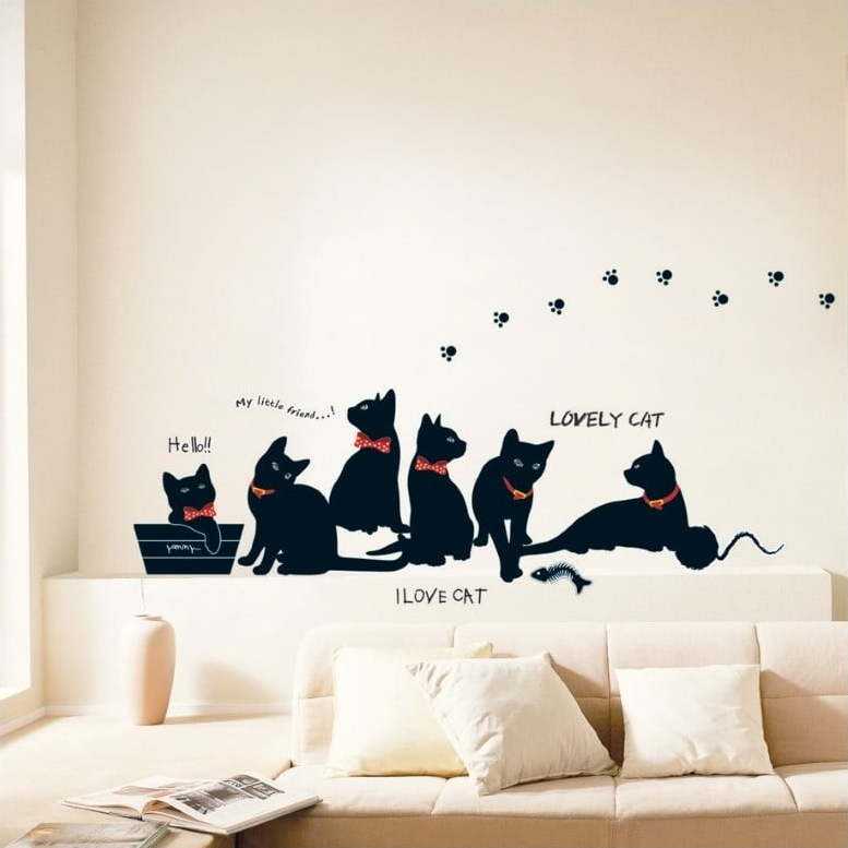 Sada nástěnných samolepek Ambiance Cats with Bowties