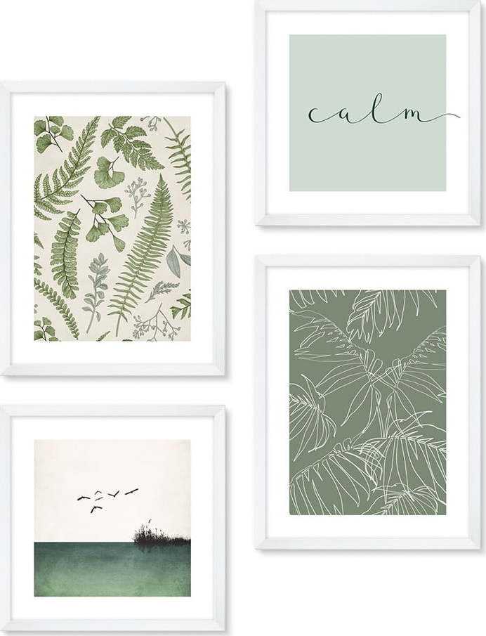 Sada plakátů 4 ks v rámu 30x40 cm Calm – knor