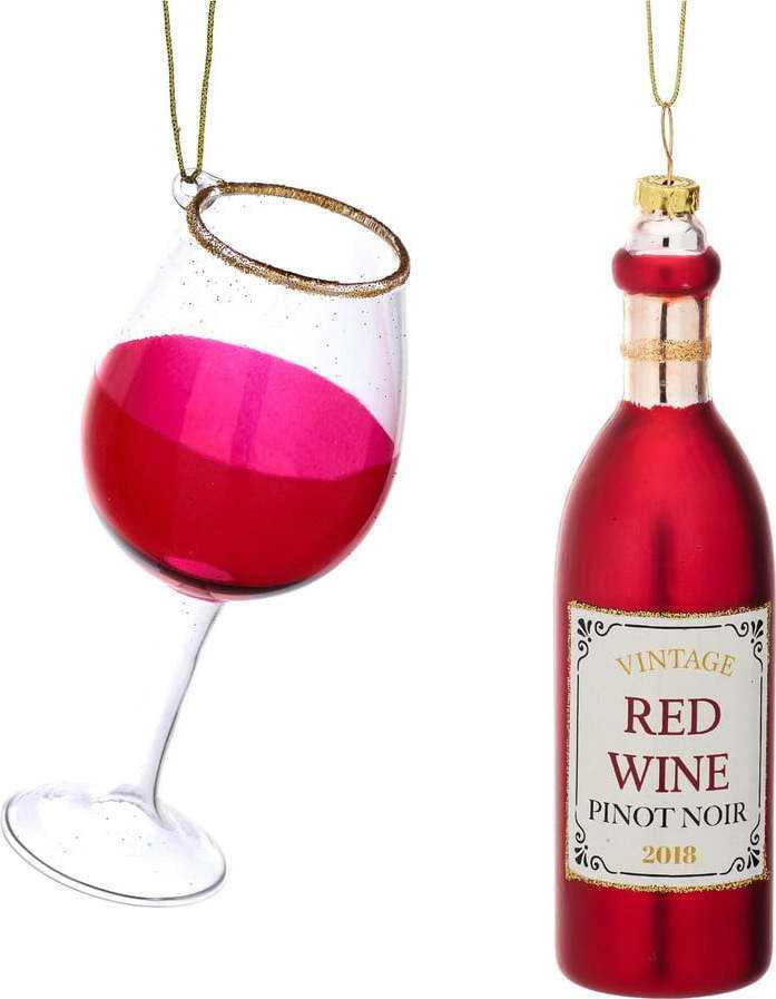Skleněné vánoční ozdoby v sadě 2 ks Red Wine – Sass & Belle