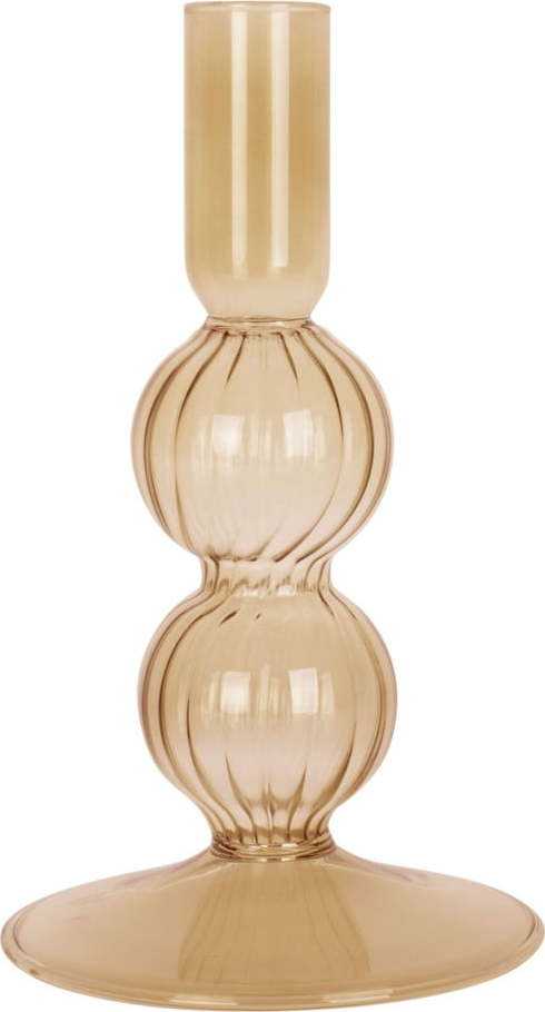Světle hnědý skleněný svícen PT LIVING Swirl Bubbles