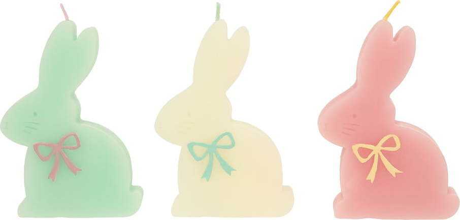 Svíčky s velikonočním motivem v sadě 3 ks doba hoření 2 h Bunny – Meri Meri
