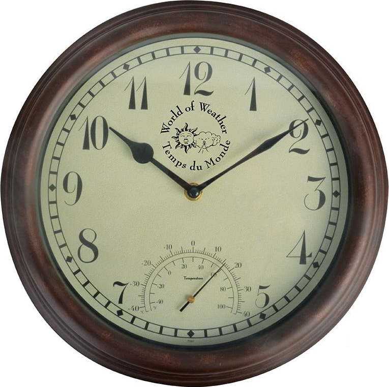 Venkovní nástěnné hodiny s teploměrem Esschert Design Time
