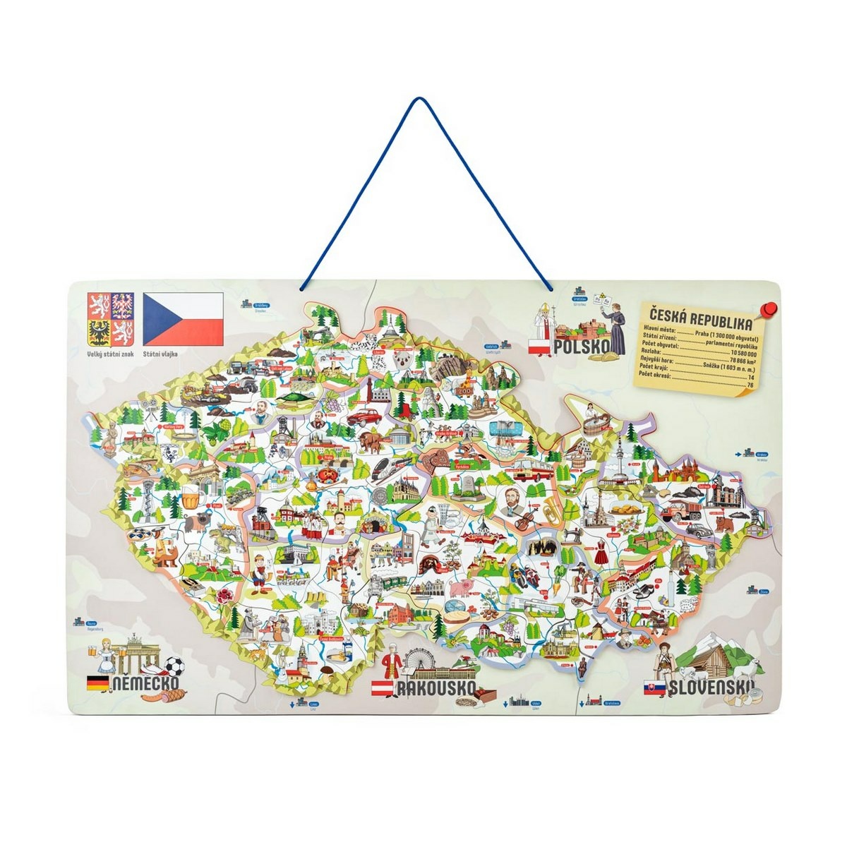 Woody Magnetická mapa ČR 3v1 Woody