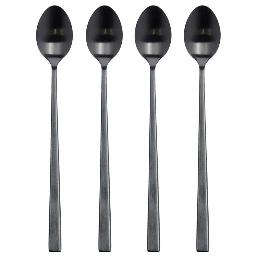 BITZ Sada černých kovových lžiček Latto 20 cm