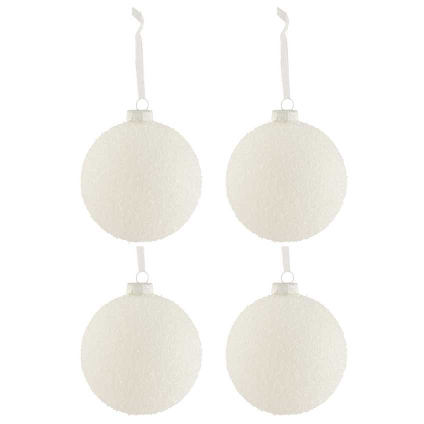 Set čtyř bílých skleněných vánočních ozdob J-line Mondria 12 cm