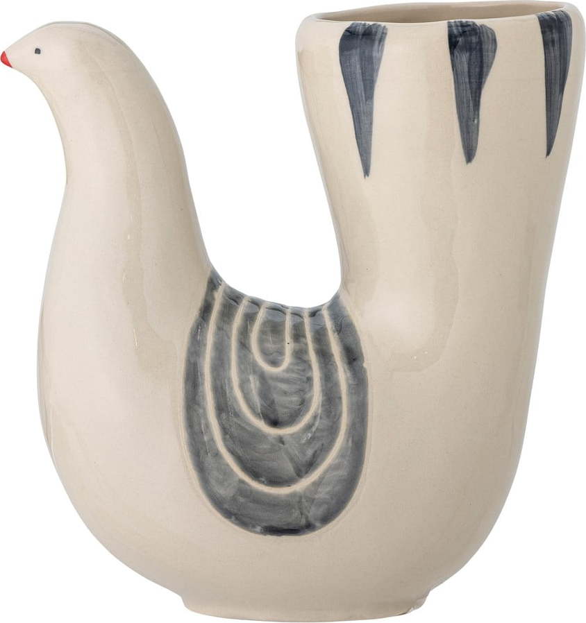Krémová ručně malovaná váza z kameniny (výška 19 cm) Trudy – Bloomingville