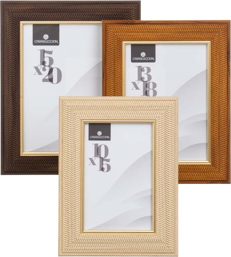 Plastové stojací/na zeď rámečky v hnědo-přírodní barvě v sadě 3 ks 16x21 cm – Casa Selección