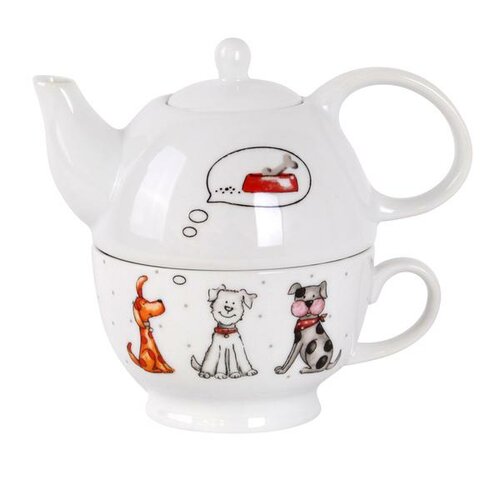 TORO Porcelánová konvička se šálkem kočka a pes 470ml Toro