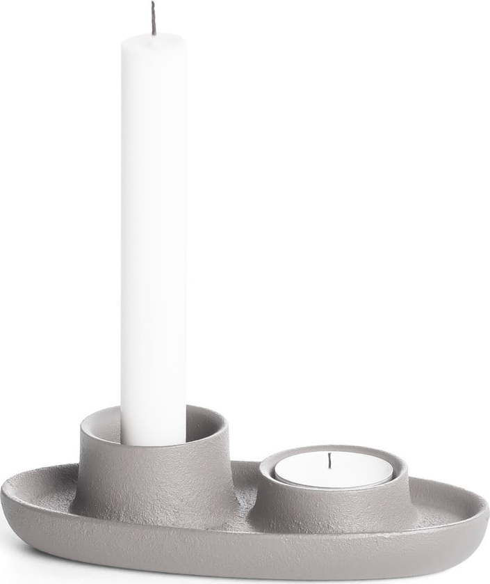 Světle šedý svícen EMKO Aye Aye Two Candles