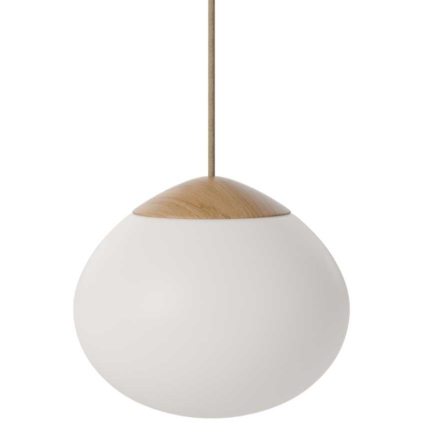 Bolia Opálově bílé skleněné závěsné světlo Acorn 21 cm