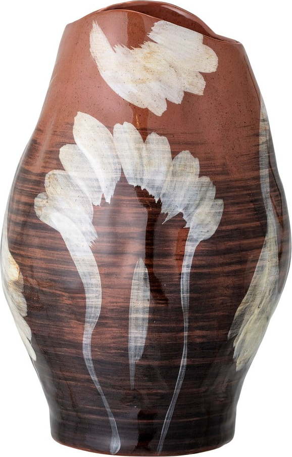 Hnědá ručně malovaná váza z kameniny (výška 30 cm) Obsa – Bloomingville