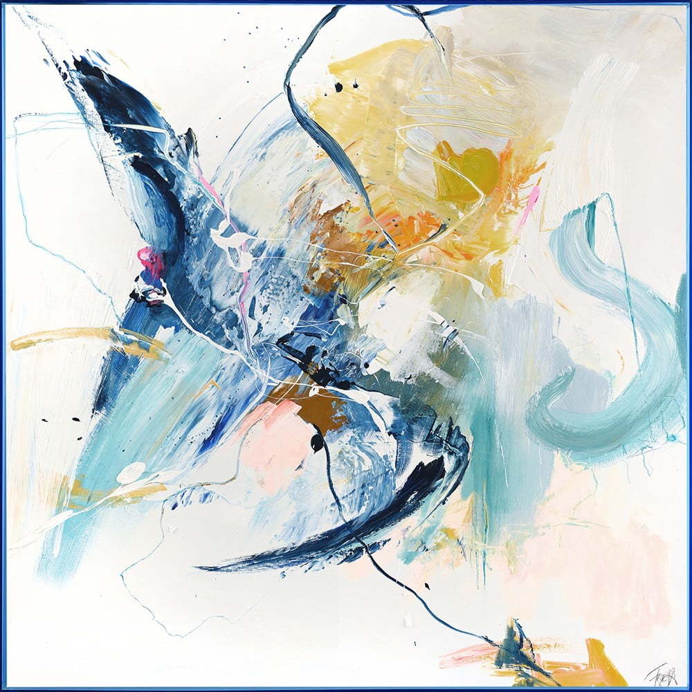 Obraz s ručně malovanými prvky 102x102 cm Confidential Blue – Malerifabrikken