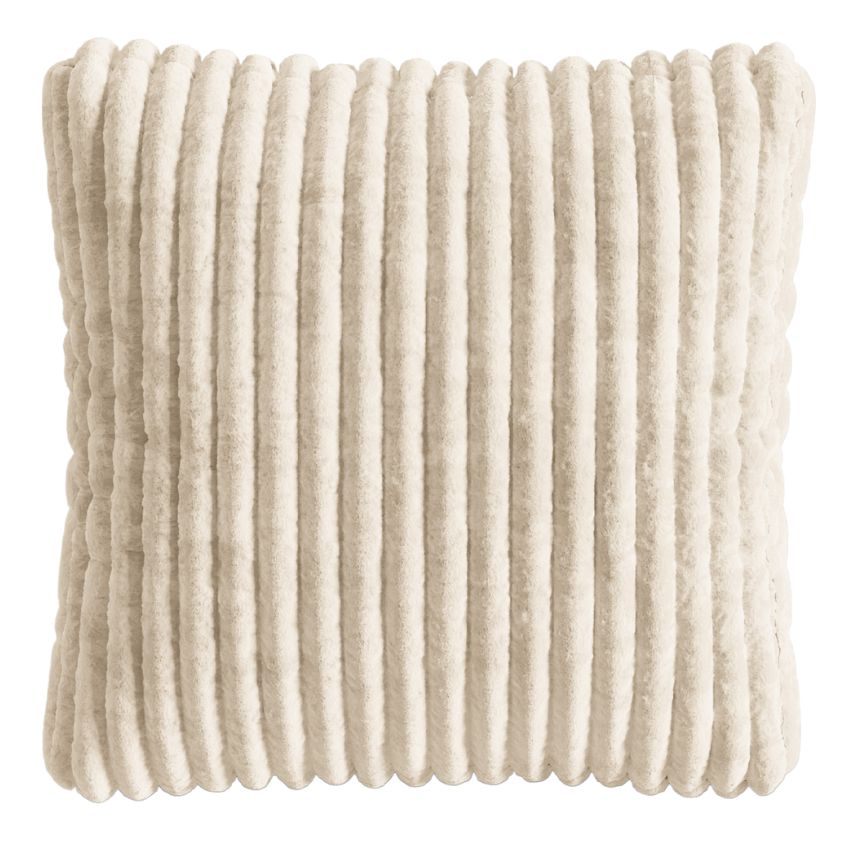 Světle béžový manšestrový polštář MICADONI Martina 65 x 65 cm