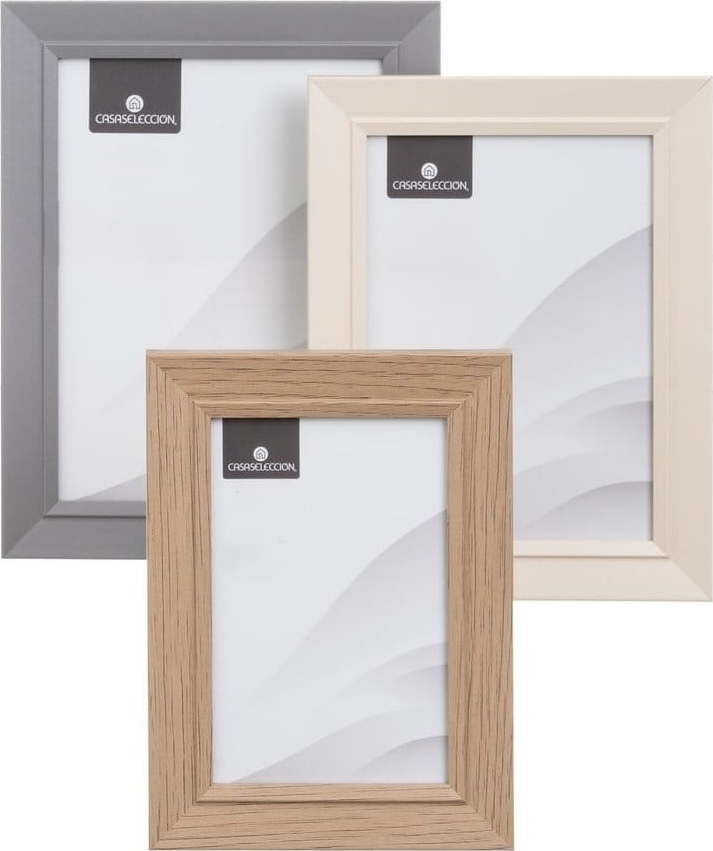 Stojací/na zeď rámečky v hnědo-přírodní barvě v sadě 3 ks 14x19 cm – Casa Selección