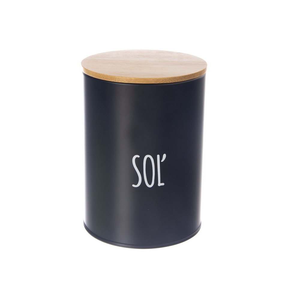 Dóza plech/bambus pr. 11 cm Soľ BLACK SK Orion