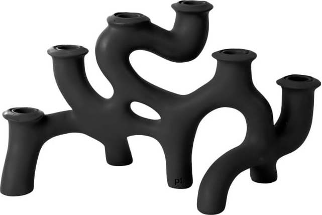 Černý polyresinový svícen Swirls - PT LIVING