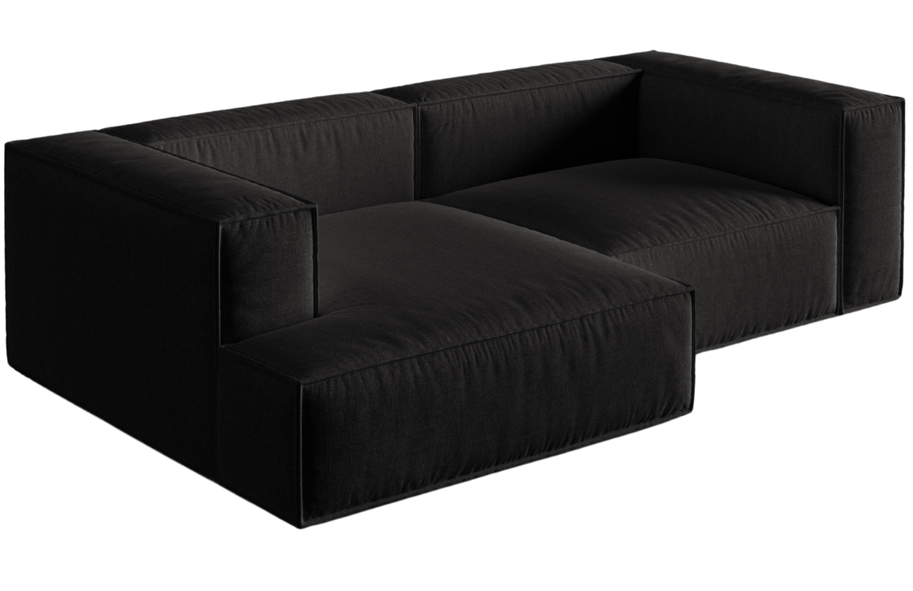 Černá čalouněná rohová pohovka MICADONI Nuria 252 cm