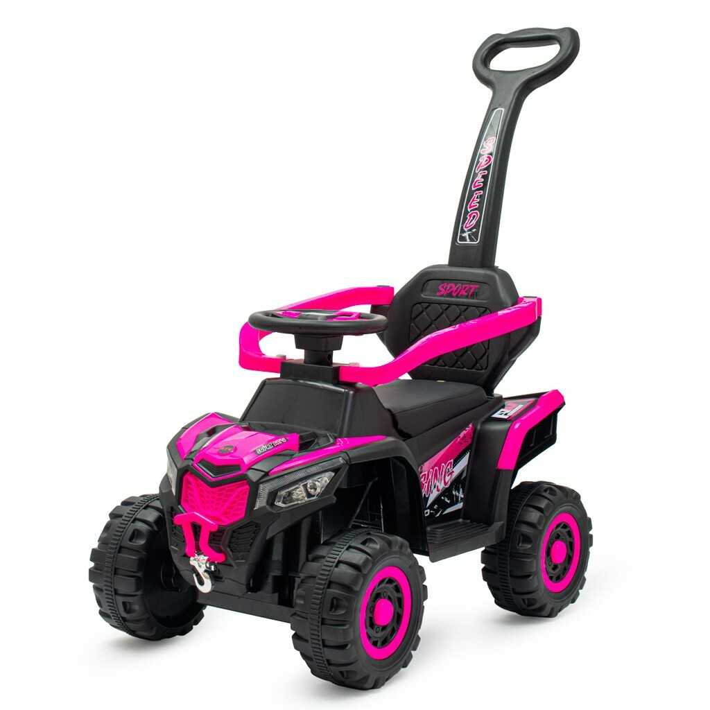 Dětské elektrické odrážedlo Baby Mix Ruggy s vodící tyčí růžové Baby Mix
