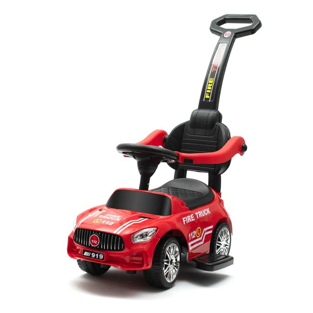 Dětské odrážedlo se zvukem a vodící tyčí Baby Mix HASIČI červené Baby Mix