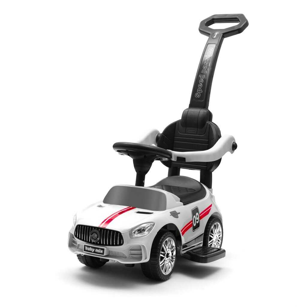 Dětské odrážedlo se zvukem a vodící tyčí Baby Mix RACER bílé Baby Mix