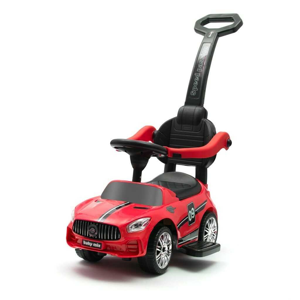 Dětské odrážedlo se zvukem a vodící tyčí Baby Mix RACER červené Baby Mix