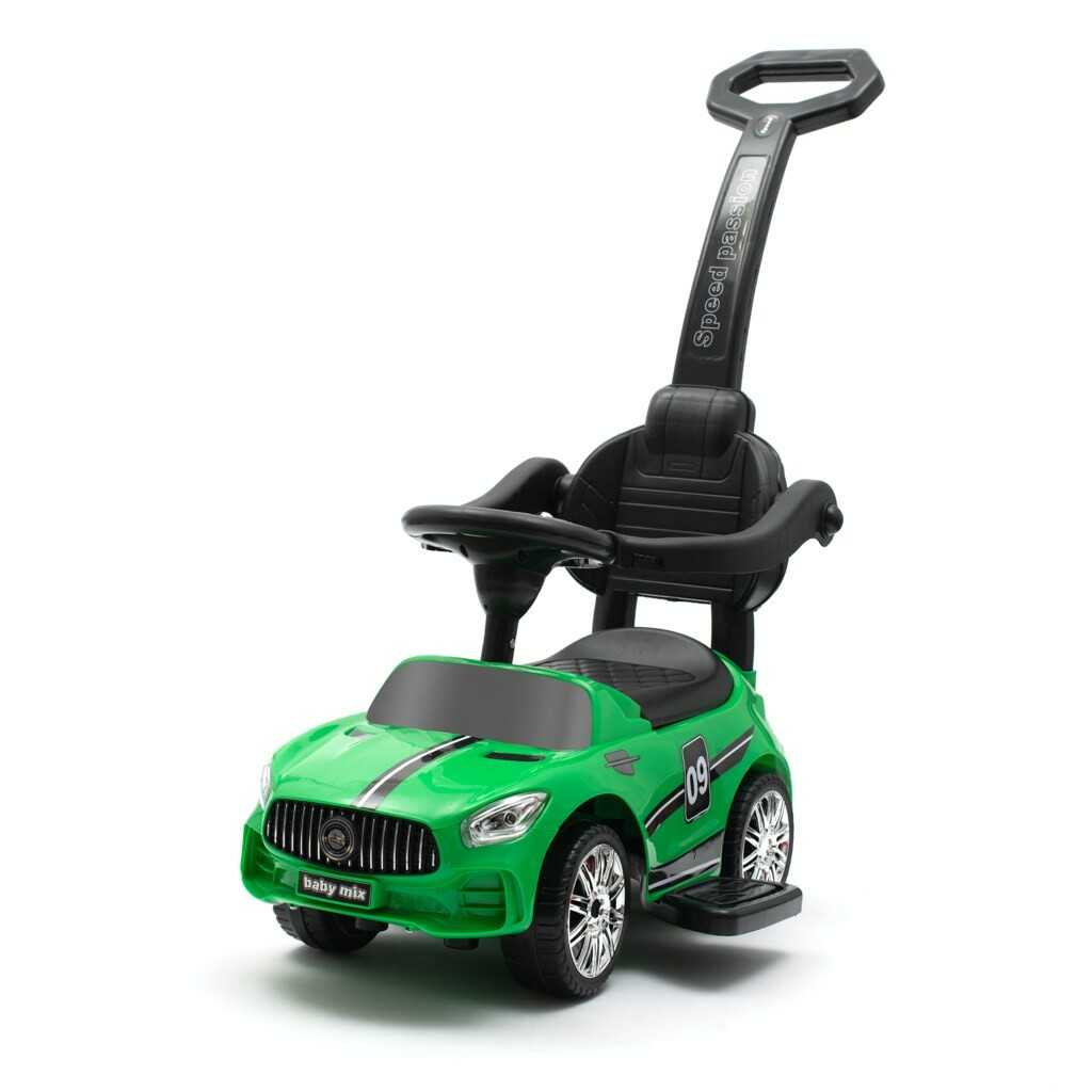Dětské odrážedlo se zvukem a vodící tyčí Baby Mix RACER zelené Baby Mix