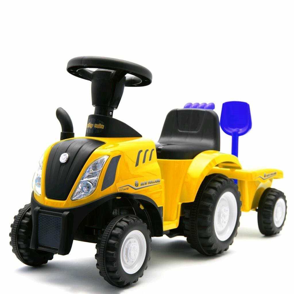 Dětské odrážedlo traktor s vlečkou a nářadím Baby Mix New Holland žlutý Baby Mix