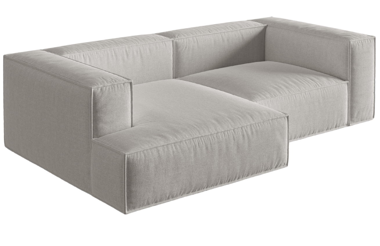Světle šedá čalouněná rohová pohovka MICADONI Nuria 252 cm