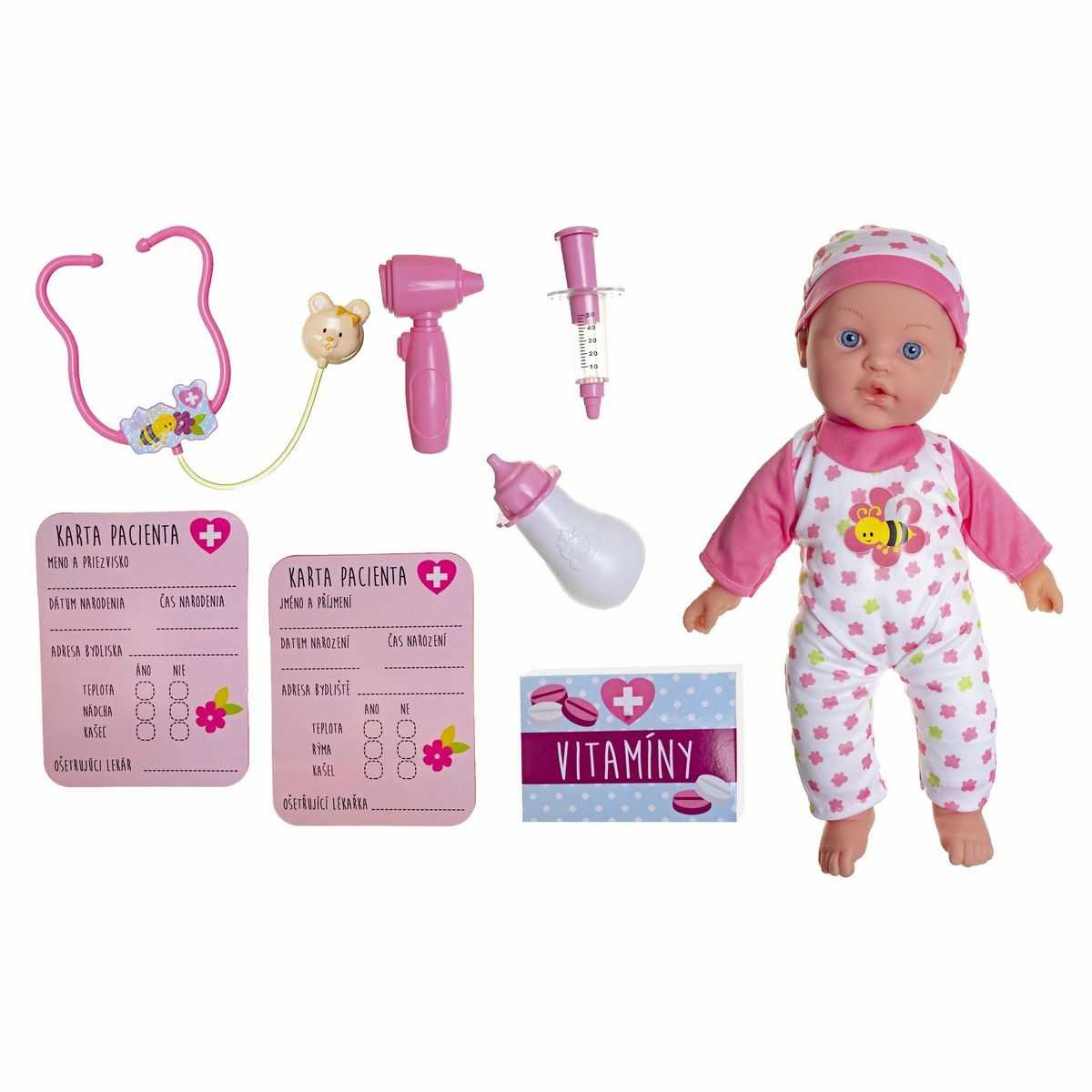 Teddies Nemocné miminko 36 cm s doplňky Teddies