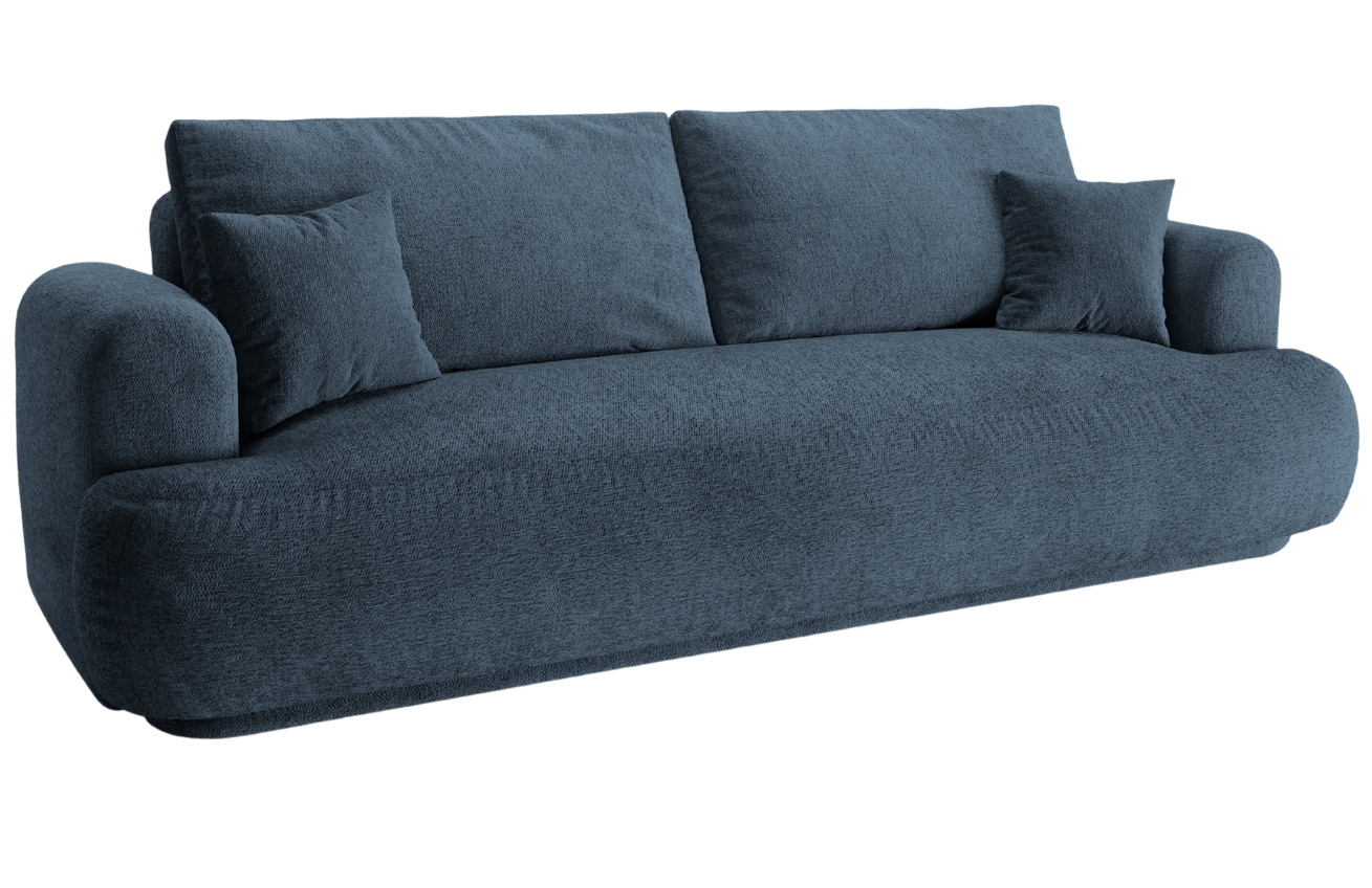 Tmavě modrá čalouněná trojmístná rozkládací pohovka MICADONI Ella 253 cm