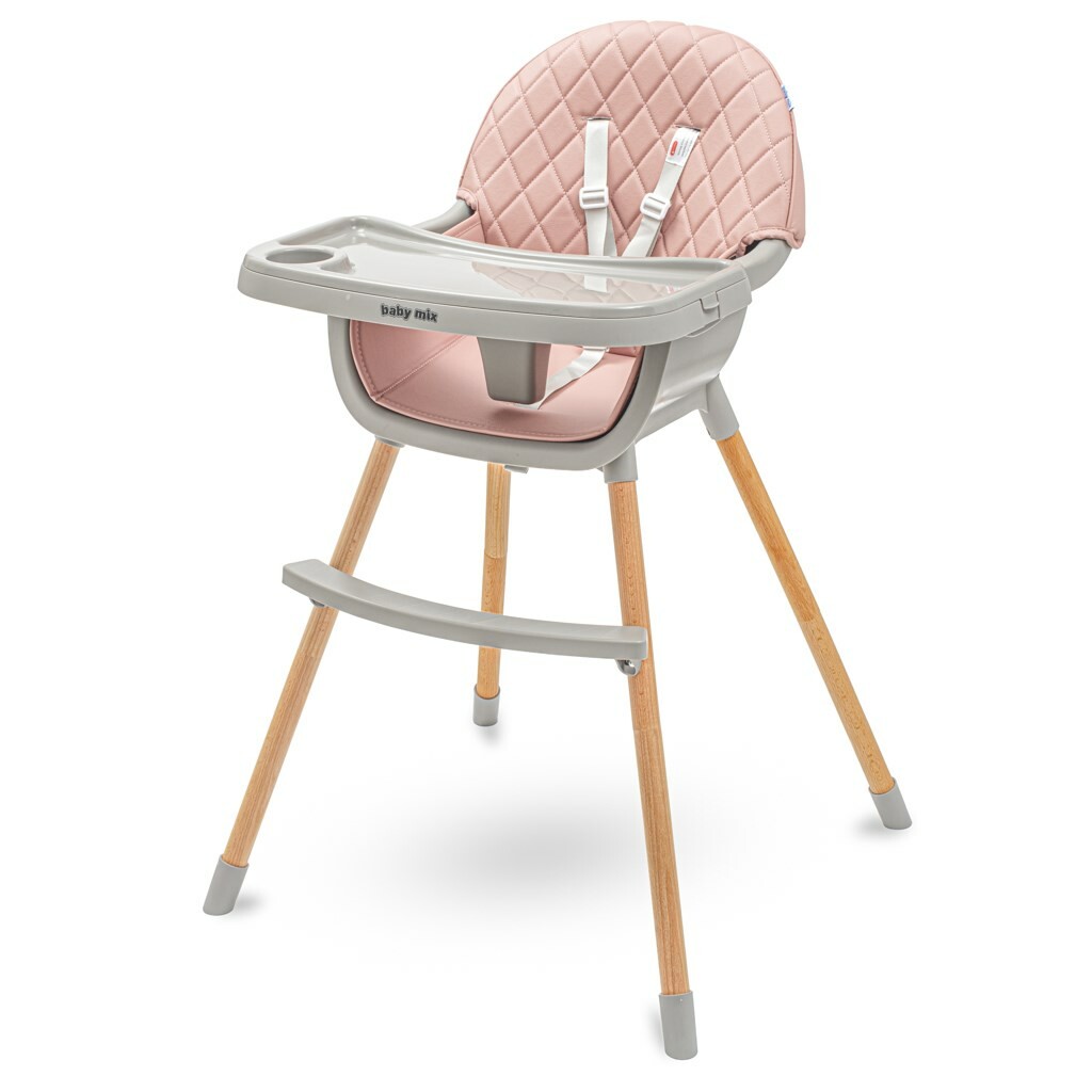Jídelní židlička Baby Mix Freja wooden dusty pink Baby Mix