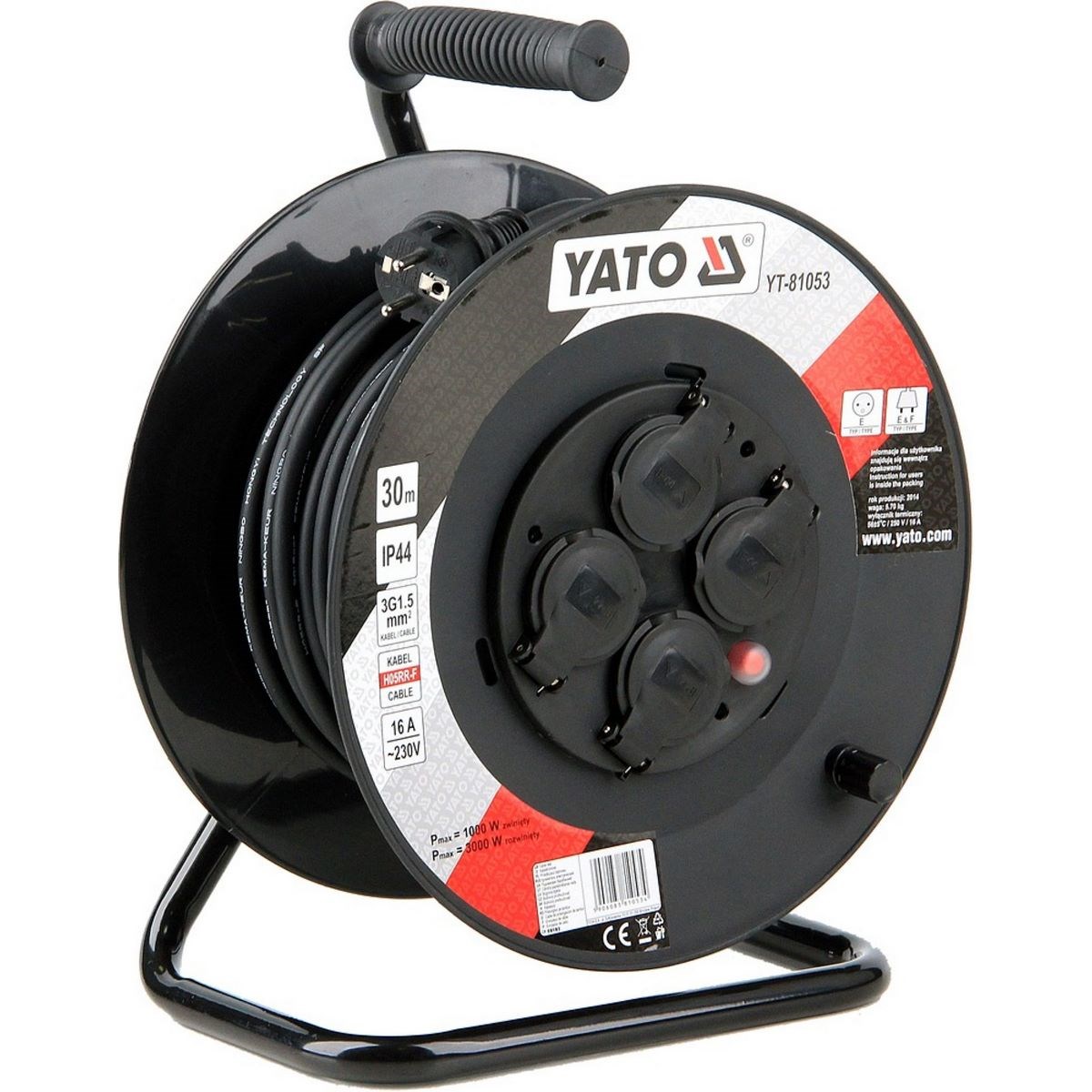 YATO YT-81053 Prodlužovací kabel na bubnu 30m 4 zásuvky Yato