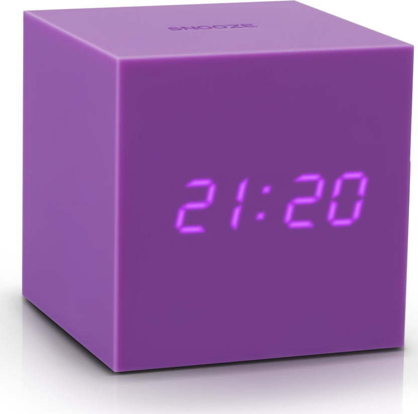Fialový LED budík Gingko Gravity Cube