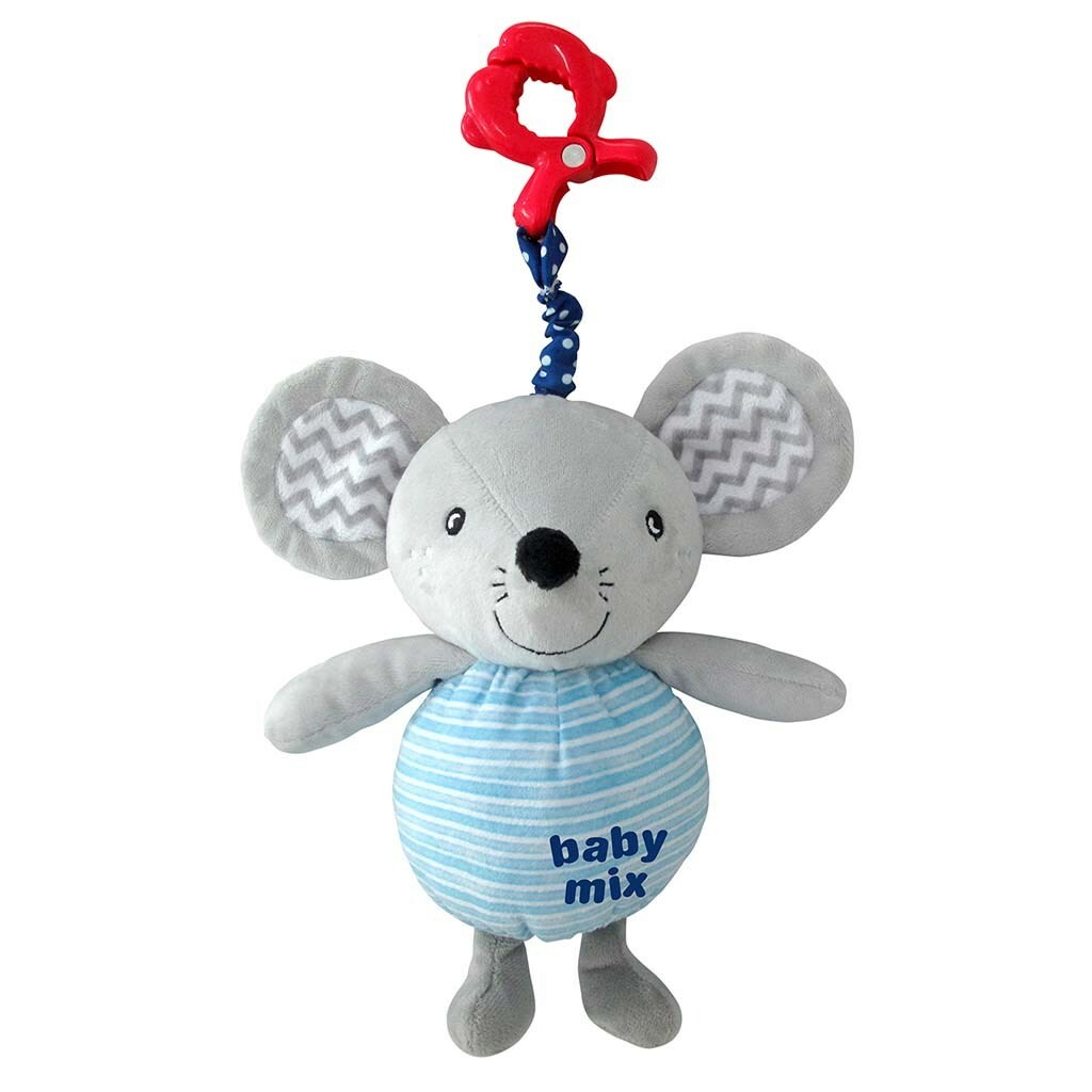 Dětská plyšová hračka s hracím strojkem a klipem Baby Mix Myška Baby Mix