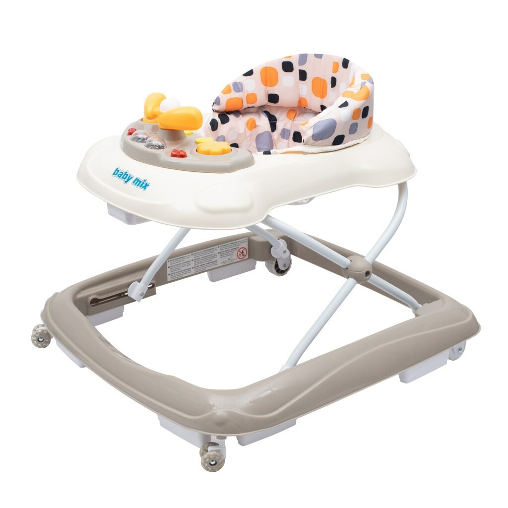 Dětské chodítko Baby Mix s volantem a silikonovými kolečky beige Baby Mix