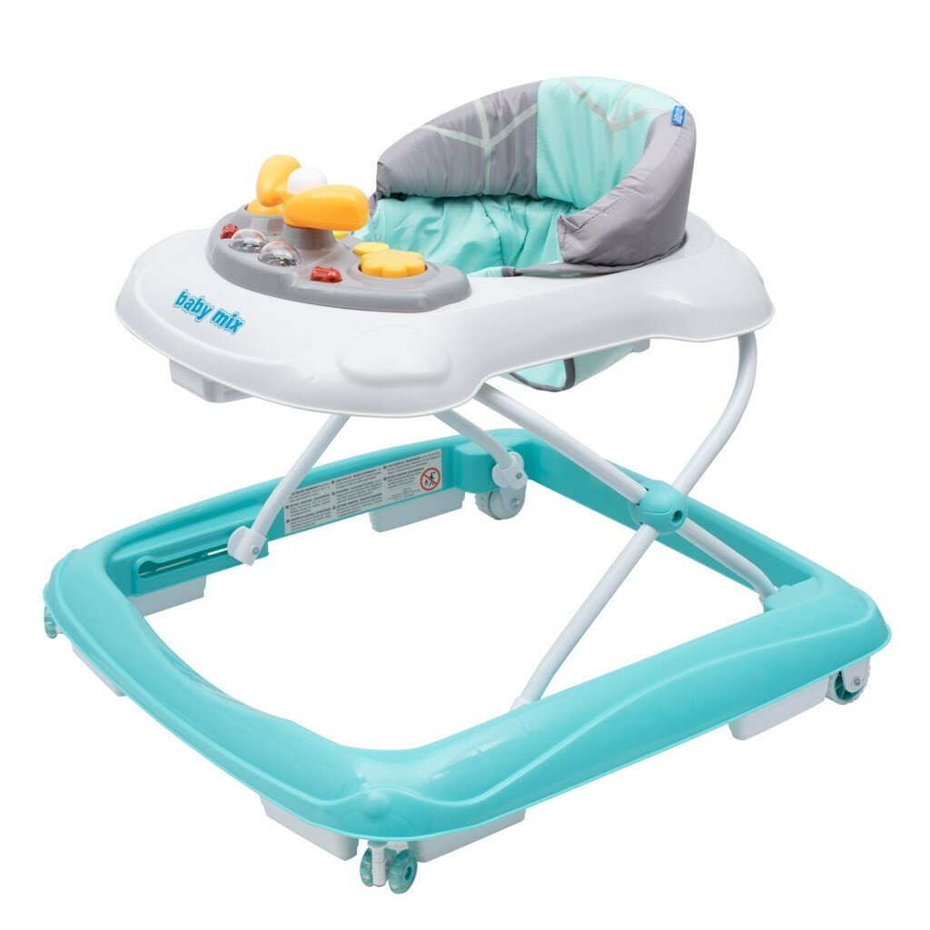 Dětské chodítko Baby Mix s volantem a silikonovými kolečky mátový Baby Mix